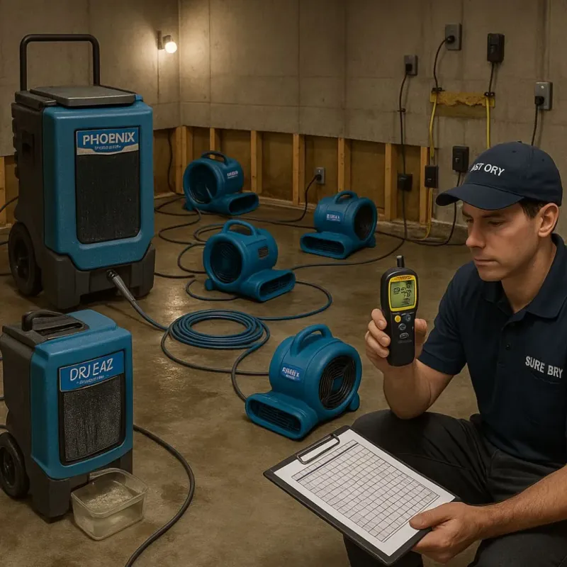 Structural Drying and Dehumidification process in Tehachapi, CA